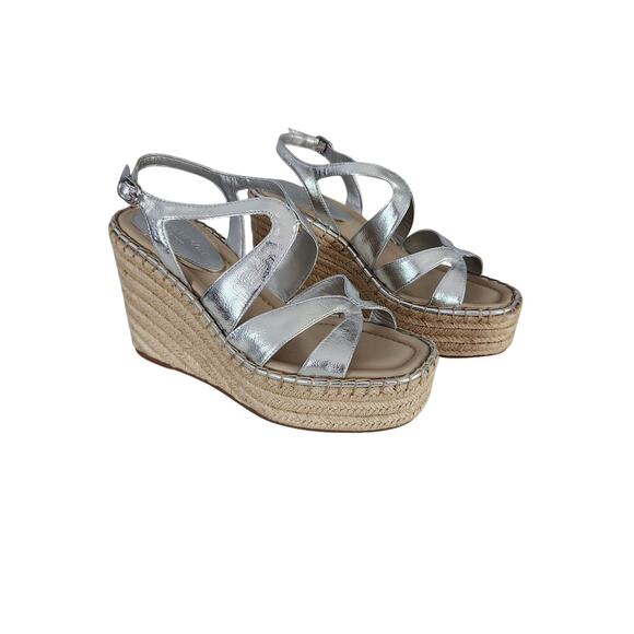 Kenneth Cole New York Women's Solace Espadrille Platform Wedge Sandals silver 8 - Picture 3 of 8